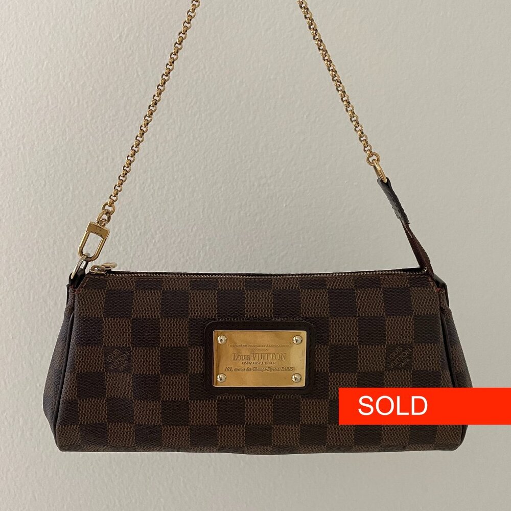 SOLD - Louis Vuitton Damier Ebene Eva Clutch Crossbody